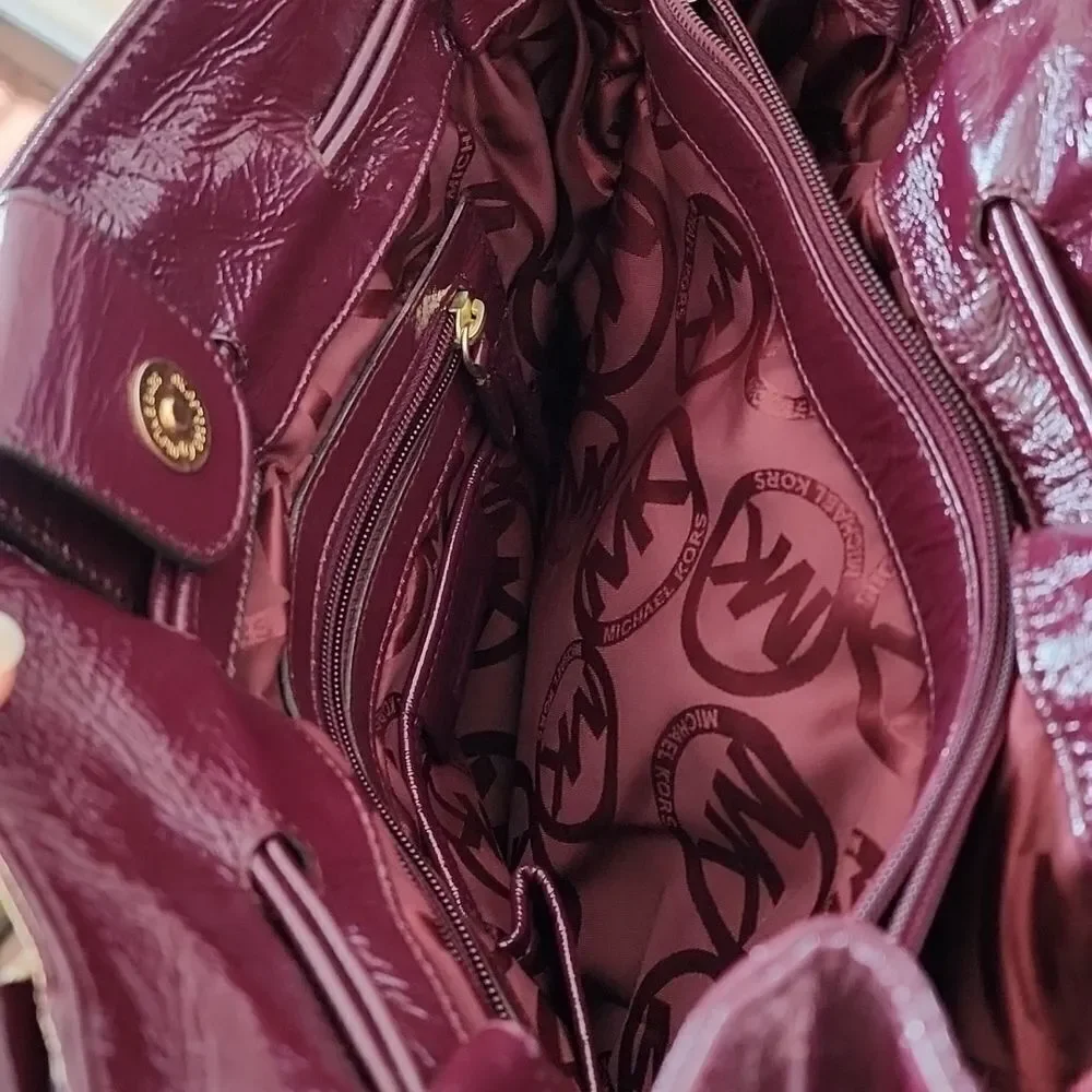 Michael Kors Burgundy Patent Leather Shoulder Bag